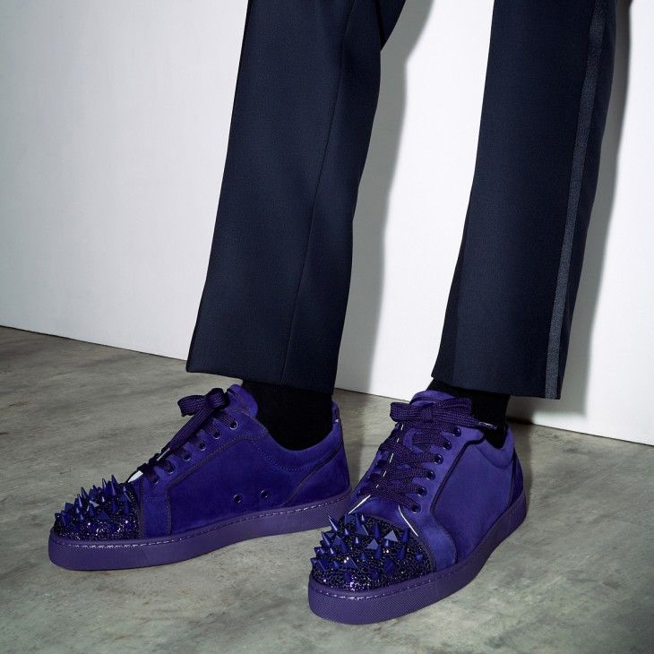 Christian Louboutin Louis Junior P Pik Pik Strass Sneakers Nappa Leather Jacaranda - Image 2
