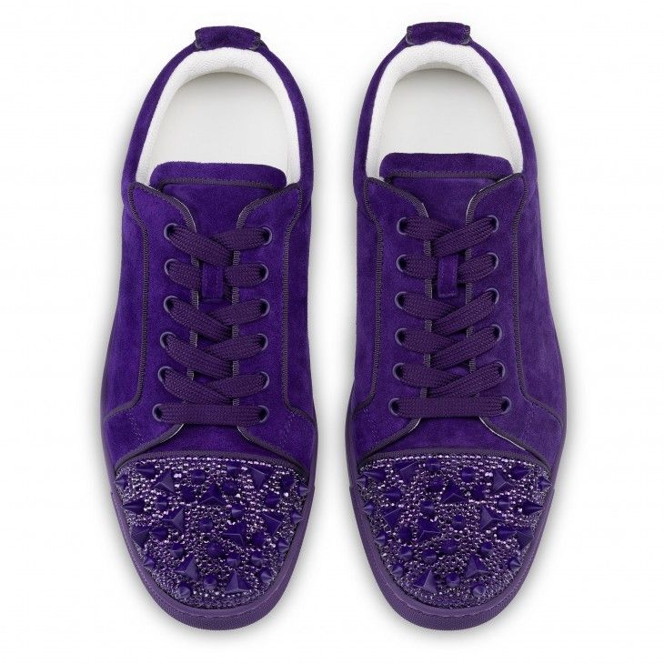 Christian Louboutin Louis Junior P Pik Pik Strass Sneakers Nappa Leather Jacaranda - Image 5