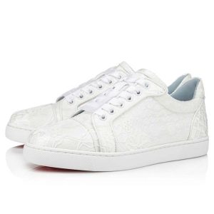 Christian Louboutin Sneaker Vieira Orlato Flat Off White/lining Blue Dentelle
